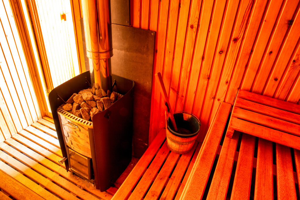 The wood-burning sauna at Good Muda